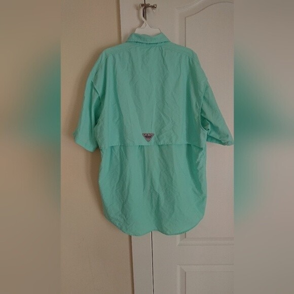 COLUMBIA BAHAMA II FISHING SHIRT SHORT SLEEVE in turquoise light blue size M - Picture 2 of 12